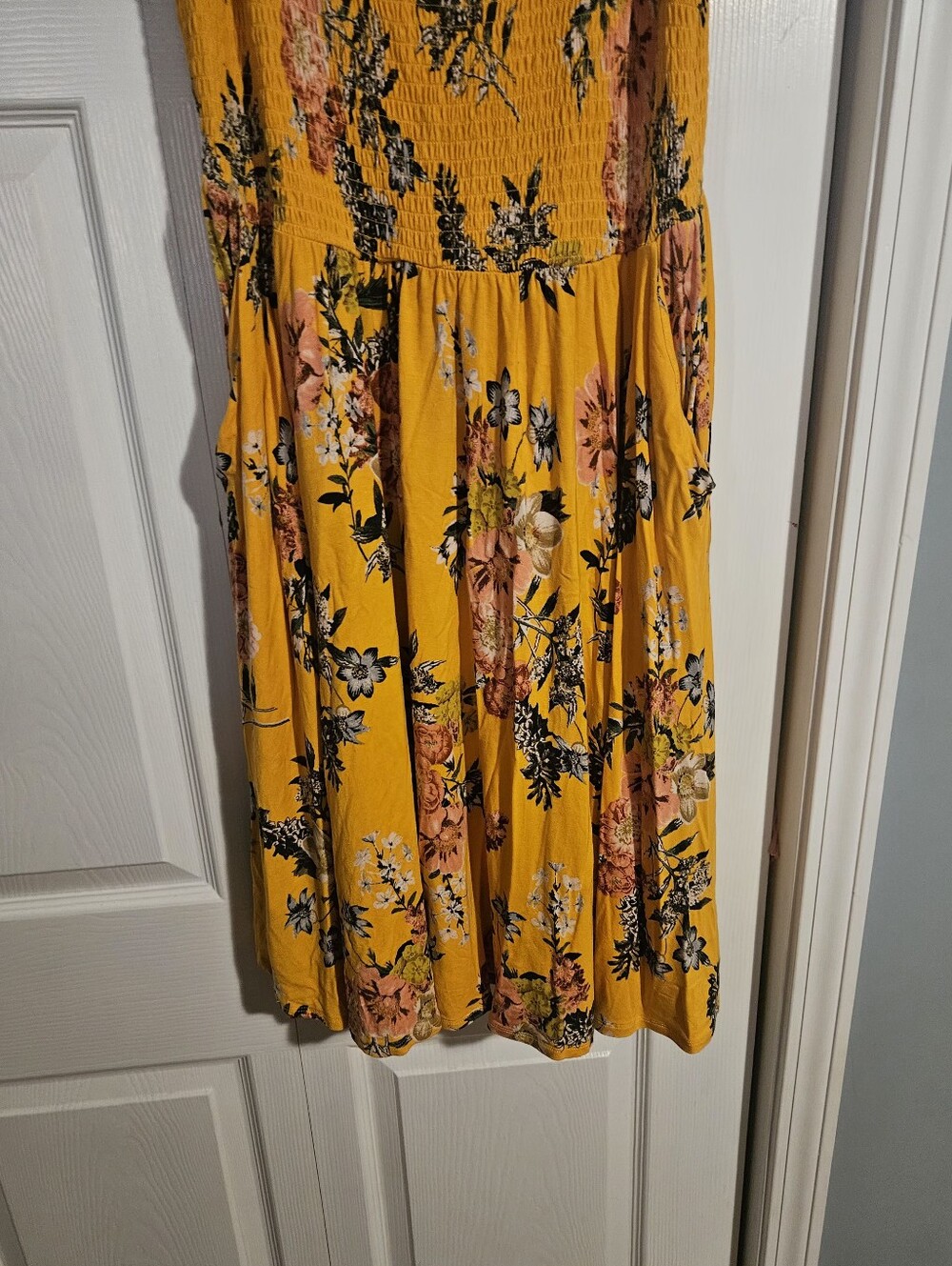 TORRID Women's Plus Size 2 Super Soft Knit Mustard Off-Shoulder Skater Dress - Picture 5 of 7